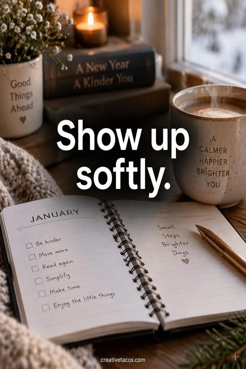 Quote card: Show up softly.