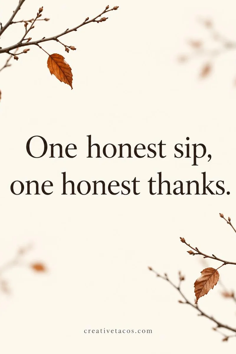 Quote card: One honest sip, one honest thanks.