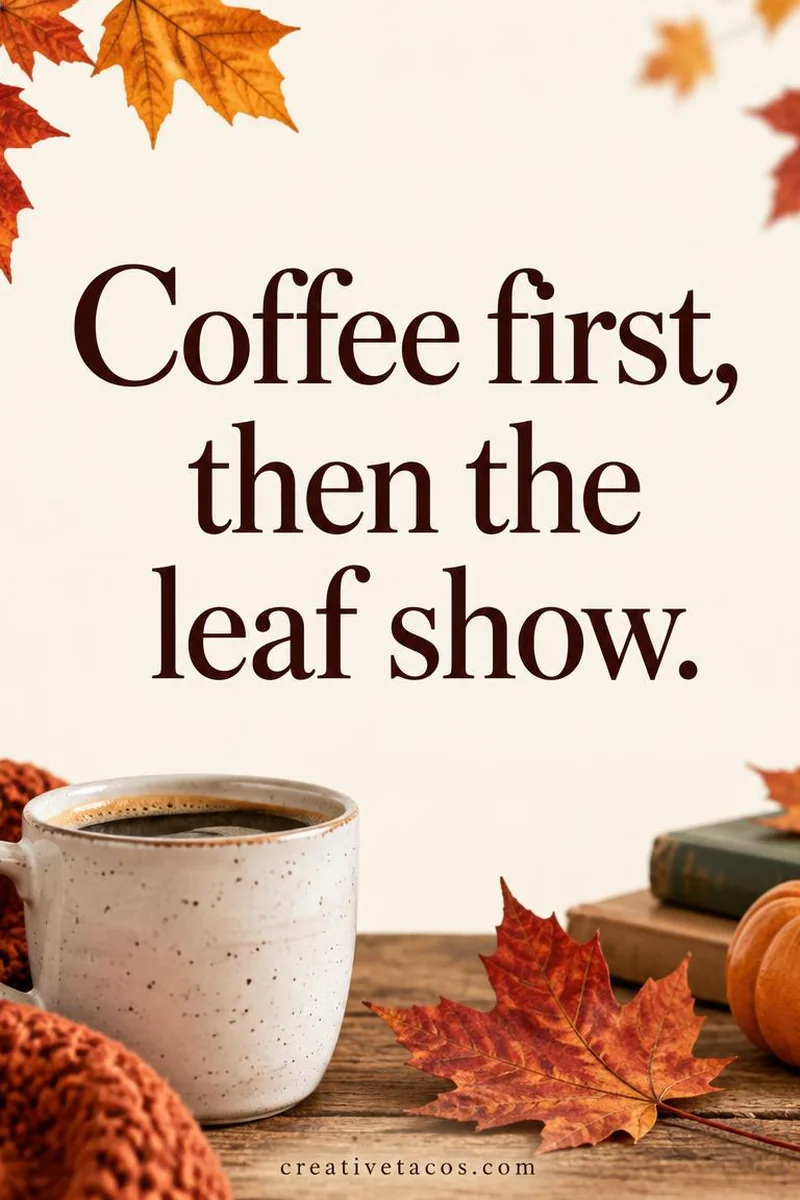 Quote card: Coffee first, then the leaf show.