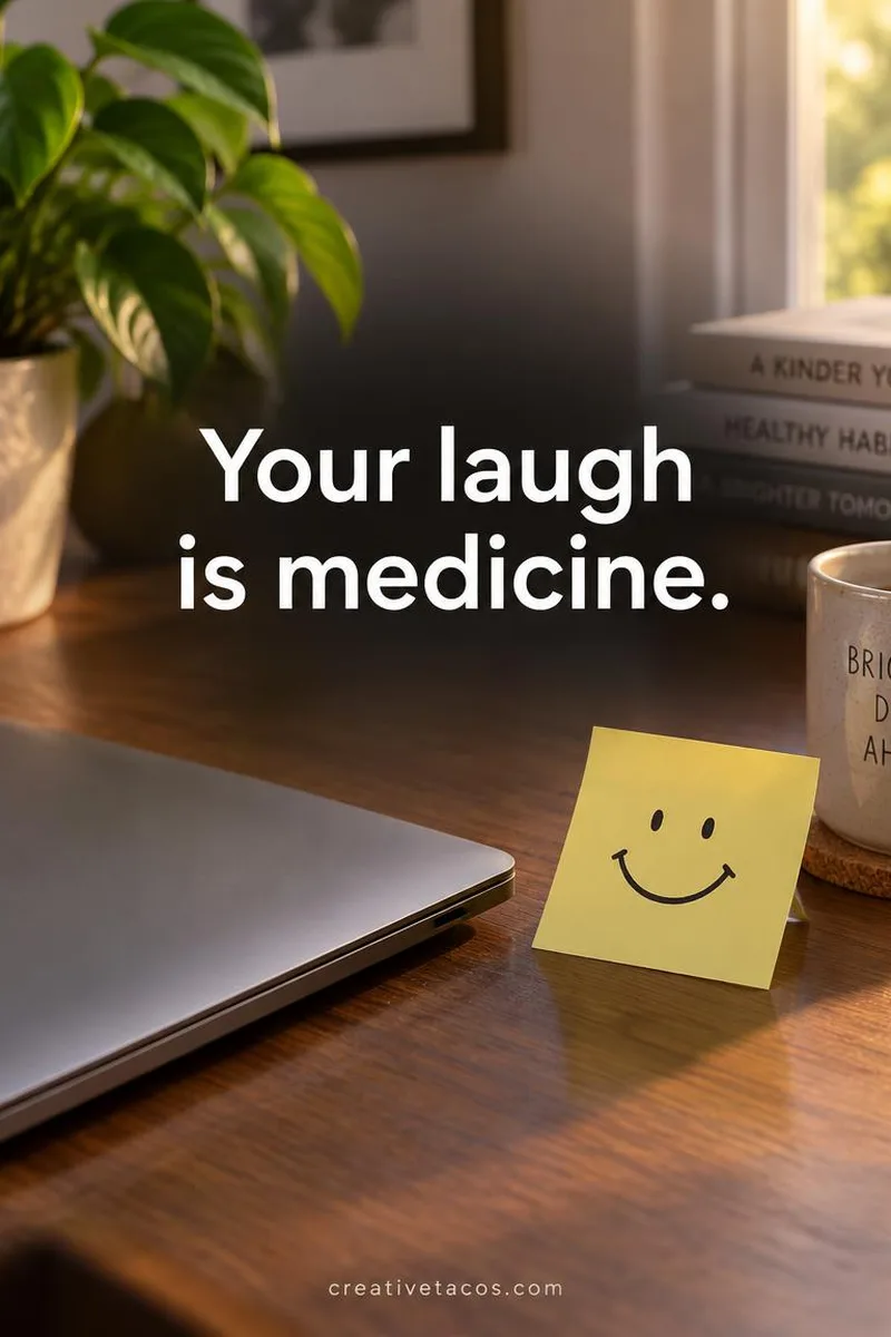 Quote card: Your laugh is medicine.