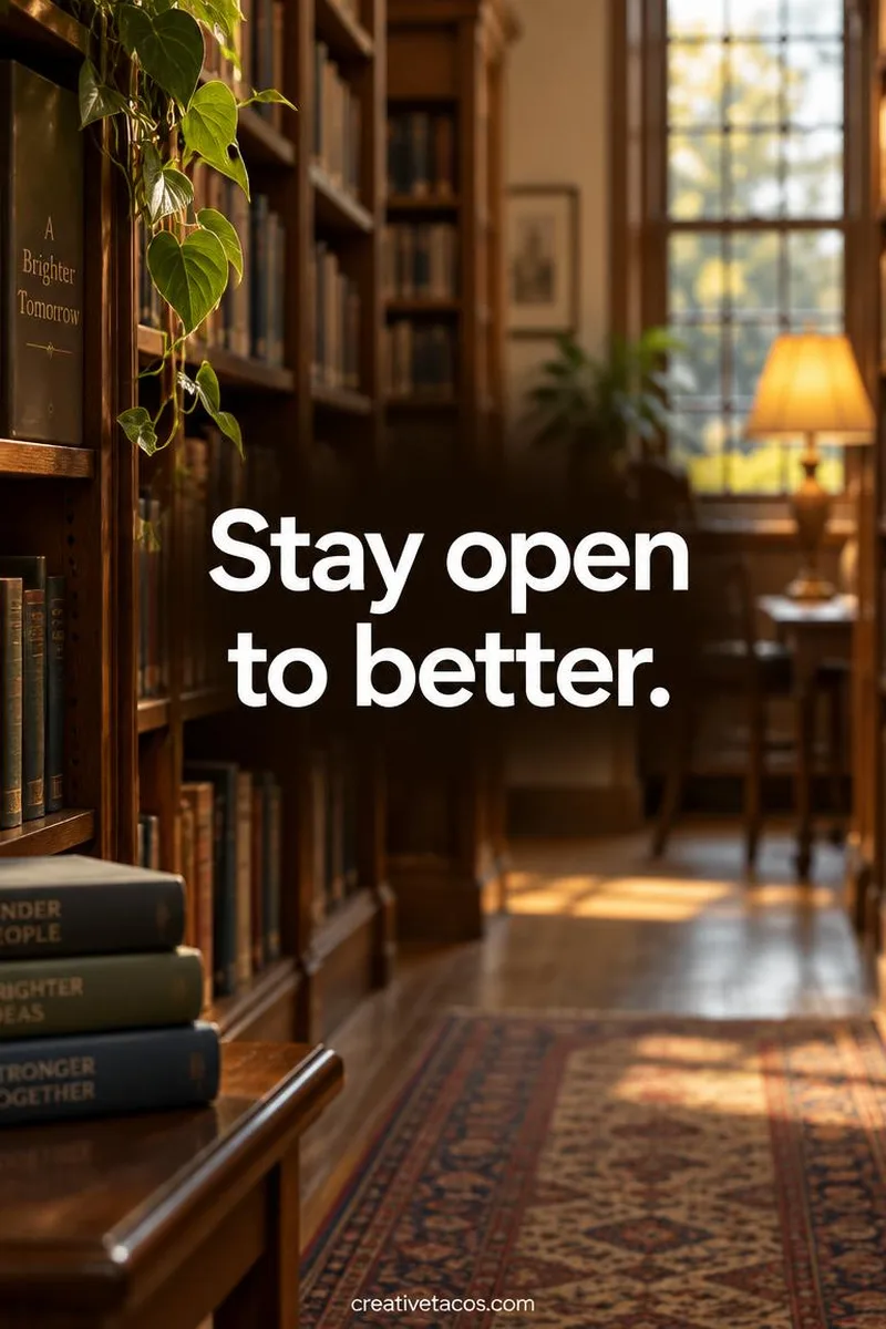 Quote card: Stay open to better.