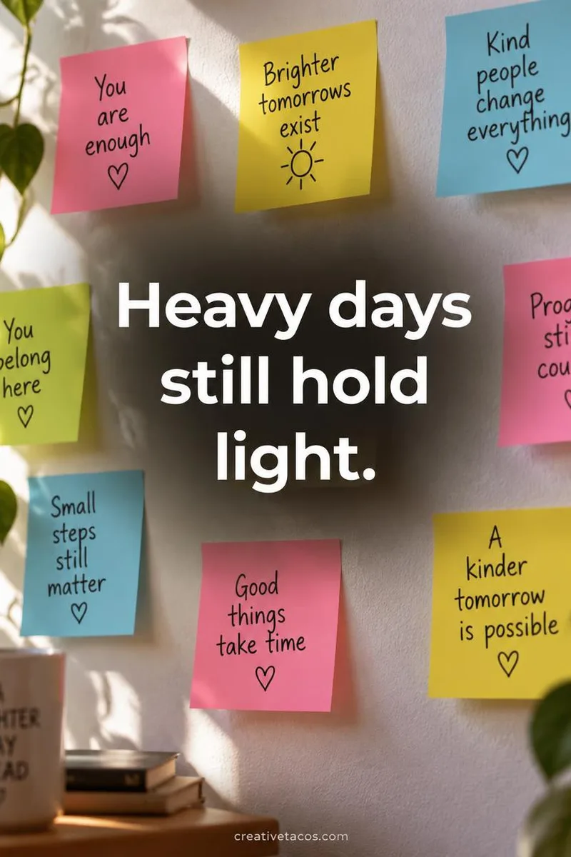 Quote card: Heavy days still hold light.