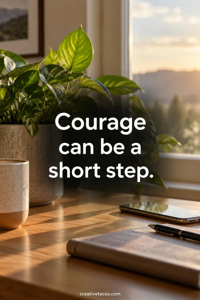 Quote card: Courage can be a short step.
