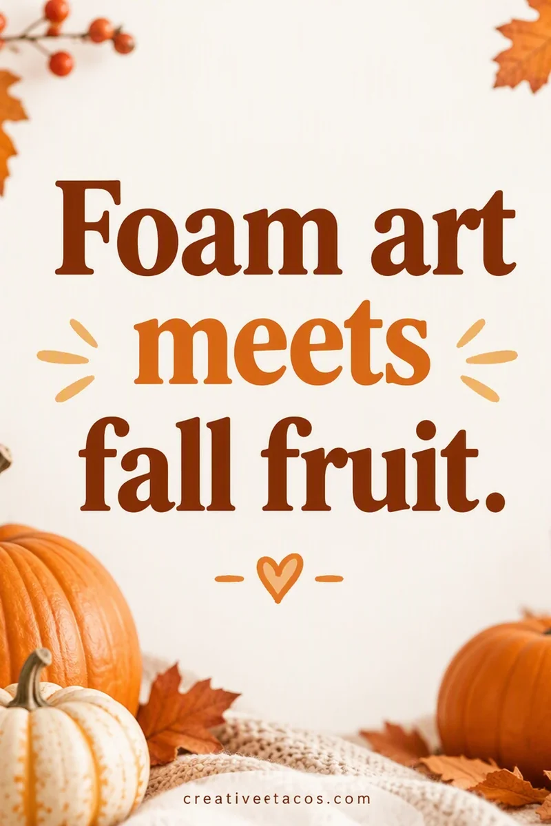 Quote card: Foam art meets fall fruit.