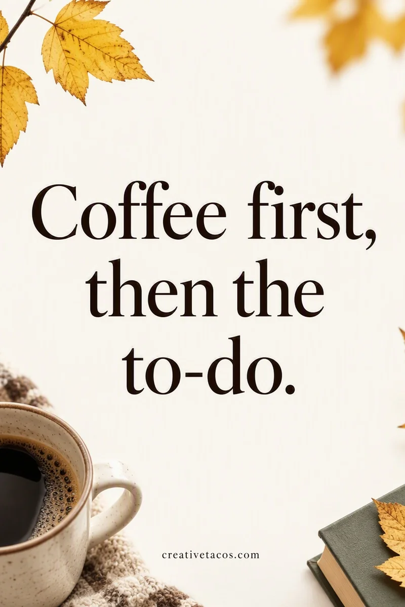 Quote card: Coffee first, then the to-do.