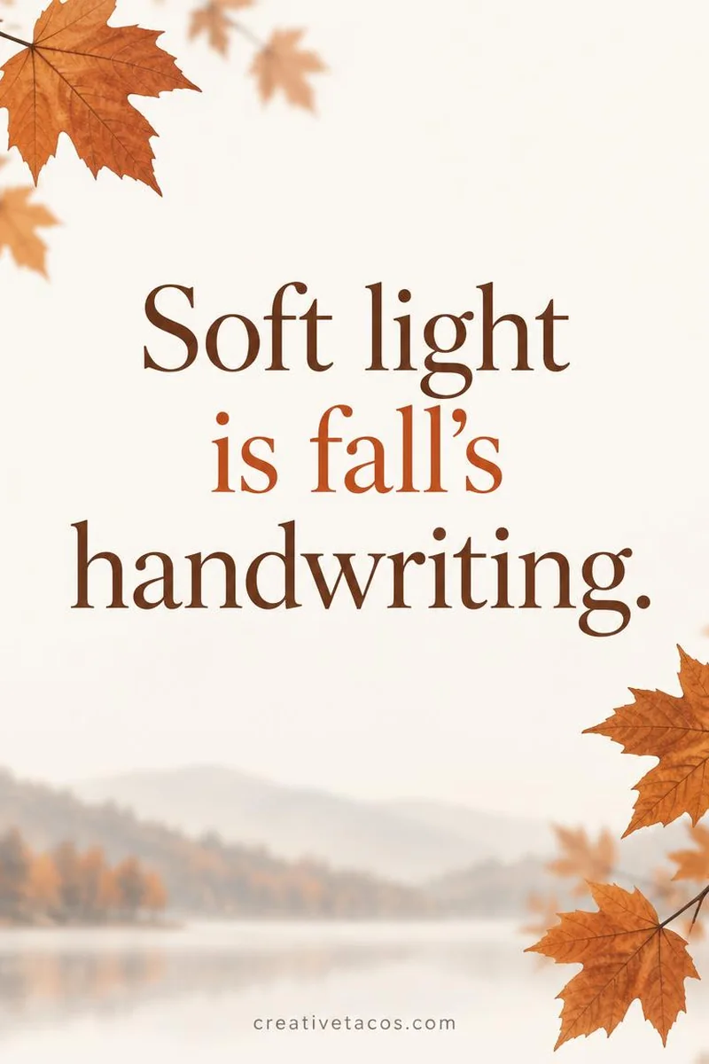 Quote card: Soft light is fall's handwriting.
