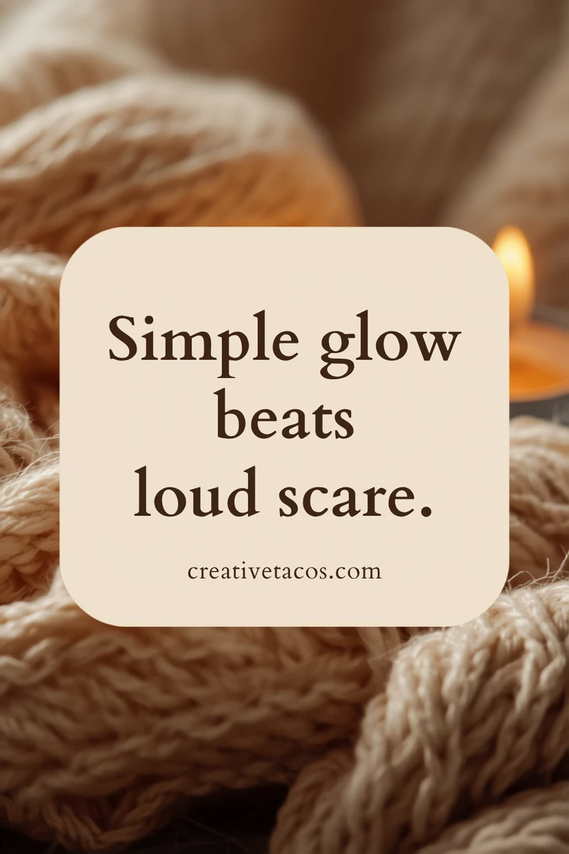 Quote card: Simple glow beats loud scare.
