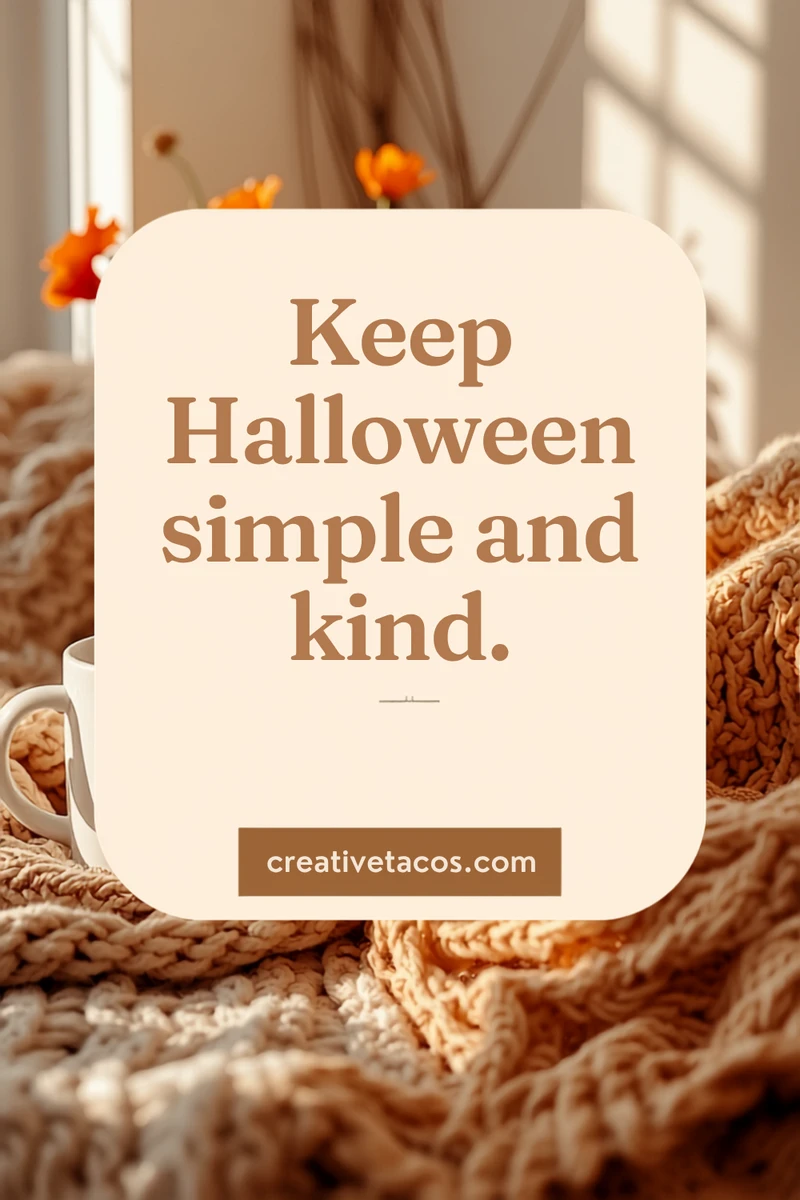 Quote card: Keep Halloween simple and kind.