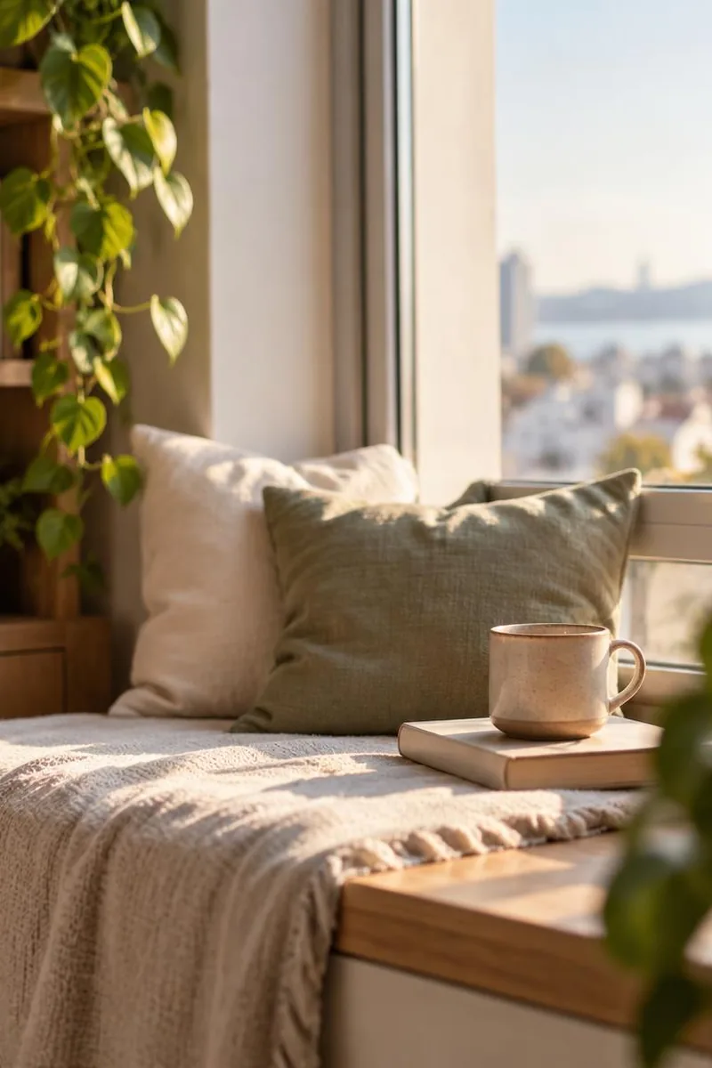 Quiet window light and a simple mug for slow living on a busy schedule