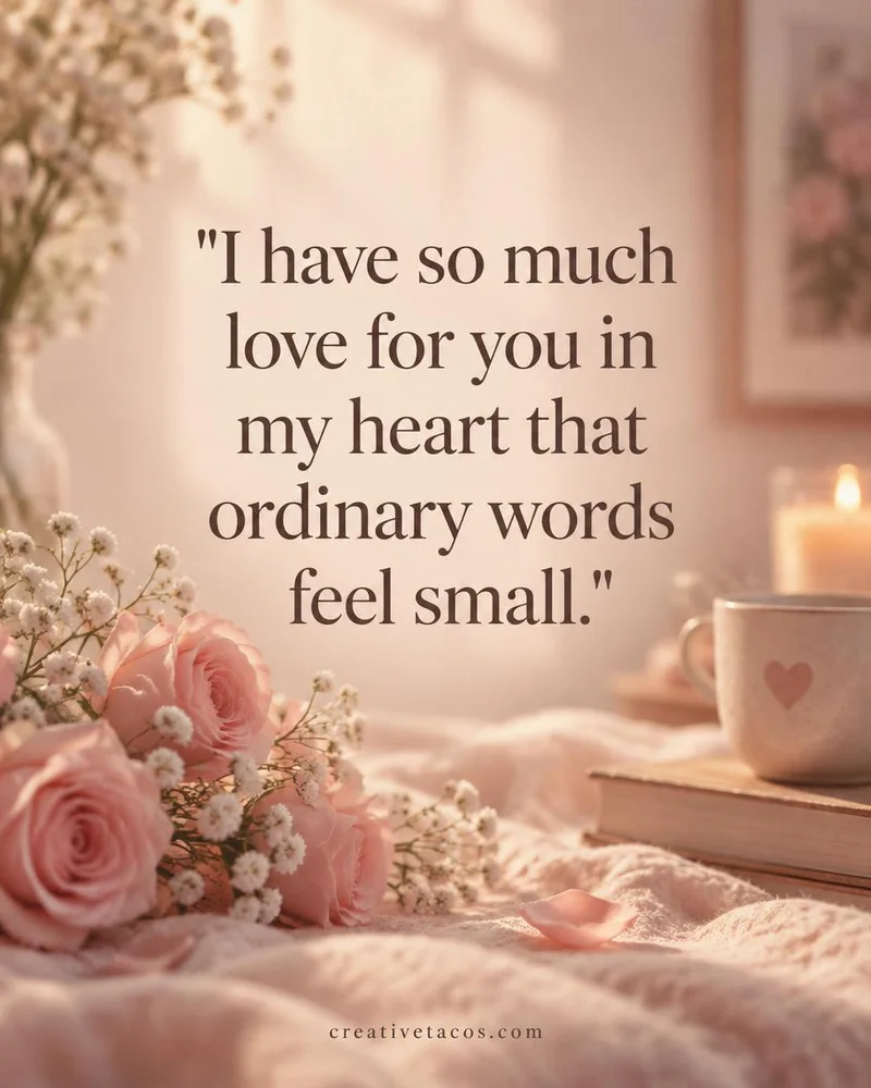 Quote card: I have so much love for you in my heart that ordinary words feel small.