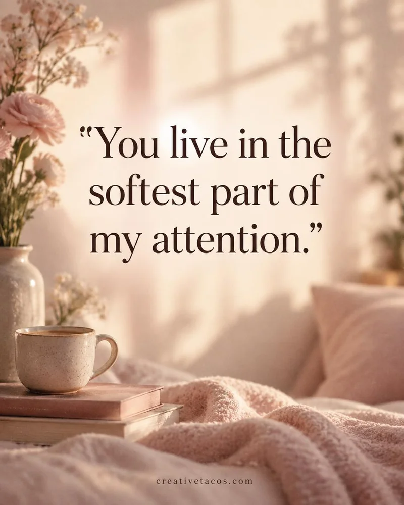 Quote card: You live in the softest part of my attention.