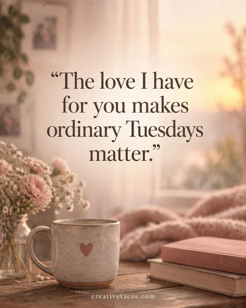 Quote card: The love I have for you makes ordinary Tuesdays matter.