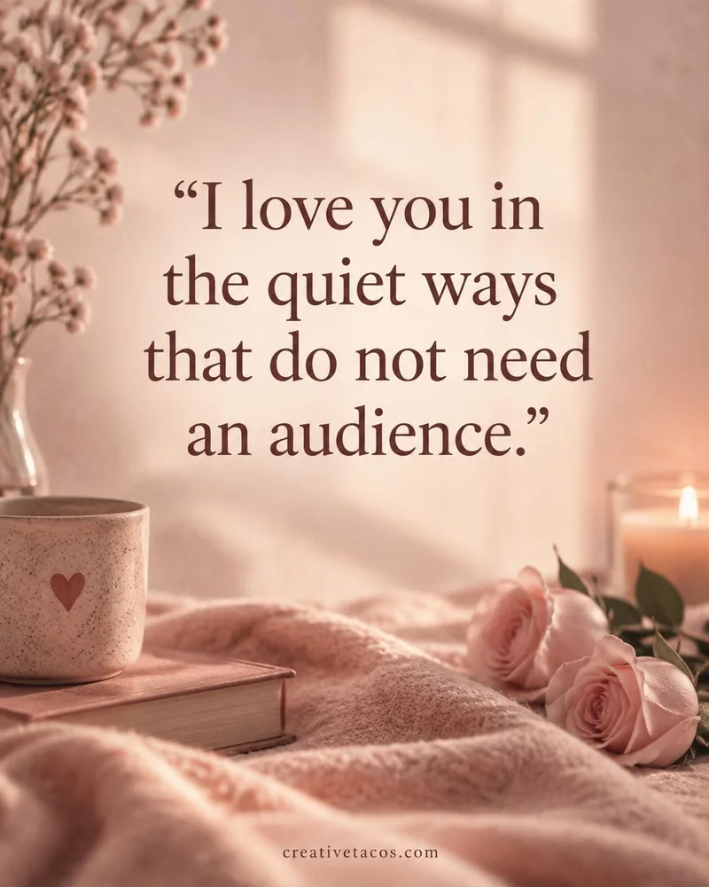 Quote card: I love you in the quiet ways that do not need an audience.