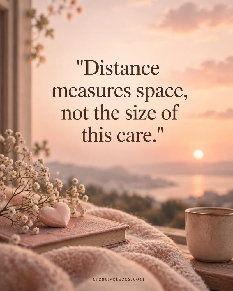 Quote card: Distance measures space, not the size of this care.
