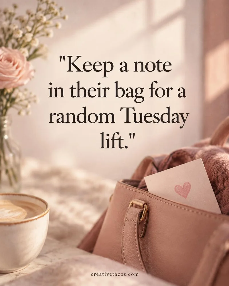 Quote card: Keep a note in their bag for a random Tuesday lift.