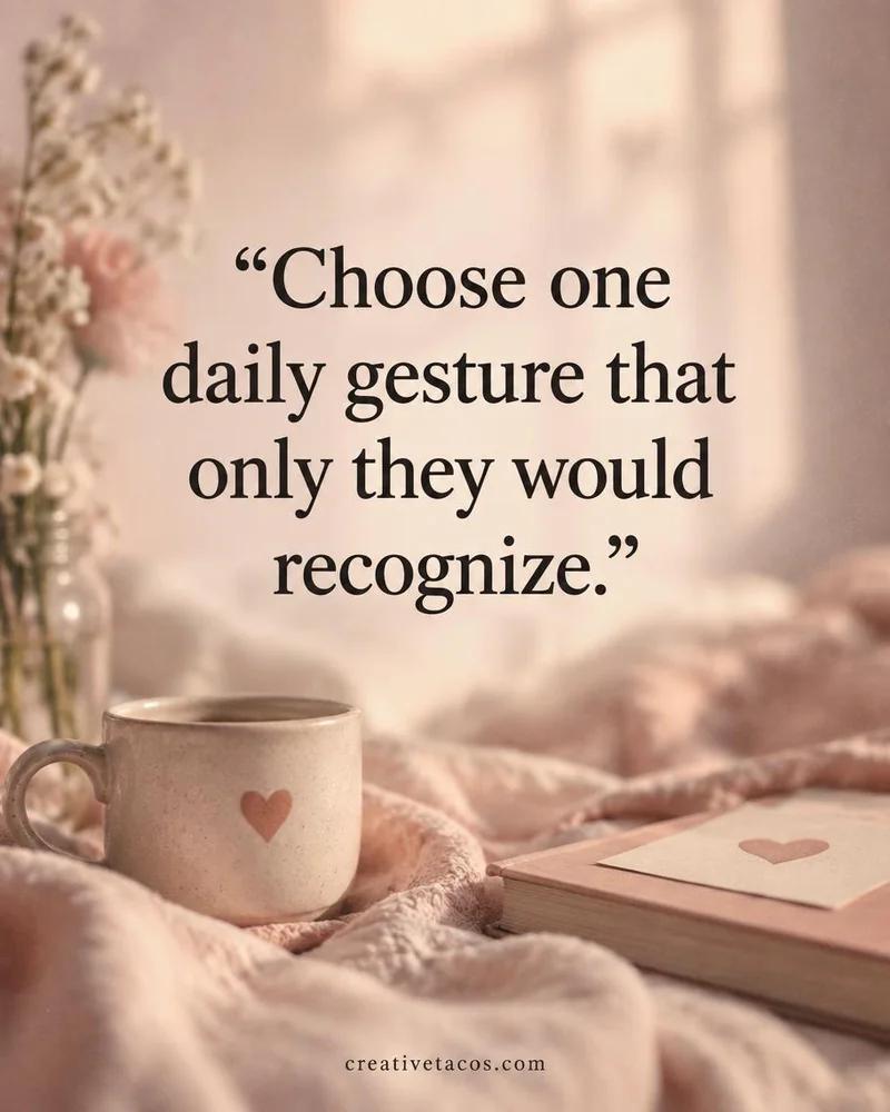 Quote card: Choose one daily gesture that only they would recognize.