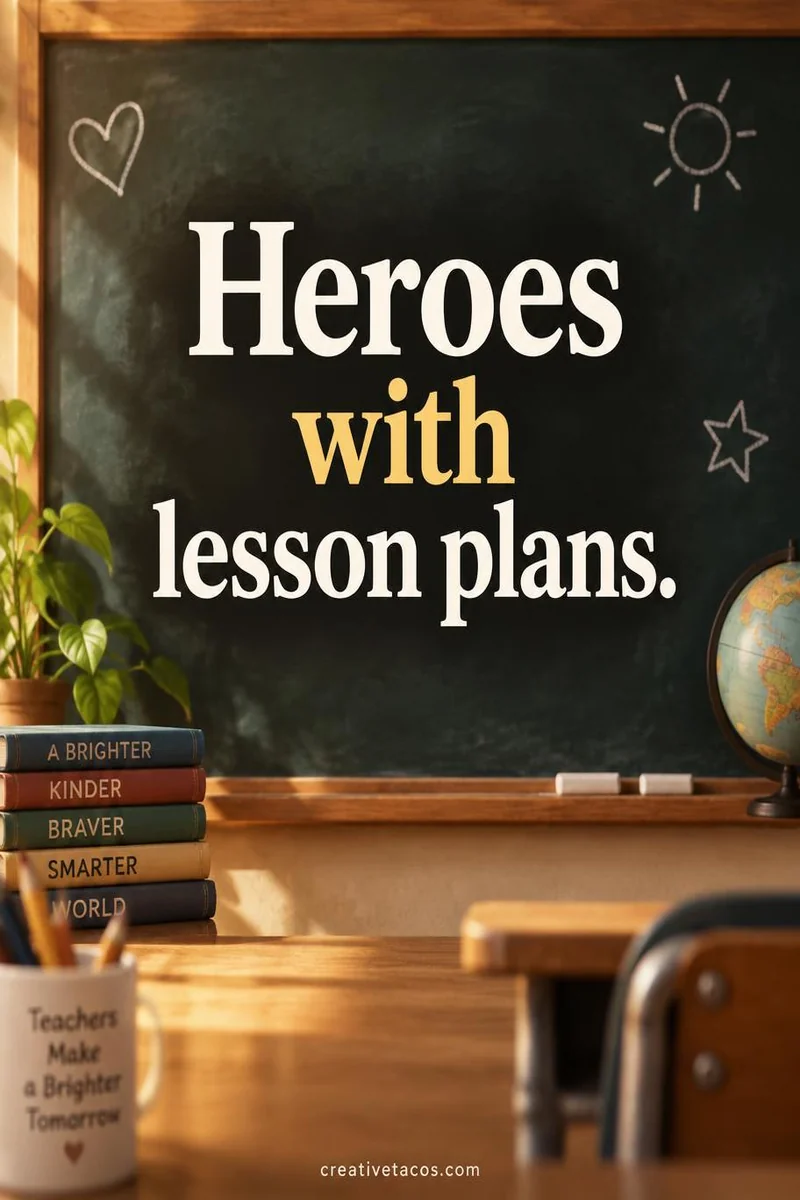 Quote card: Heroes with lesson plans.