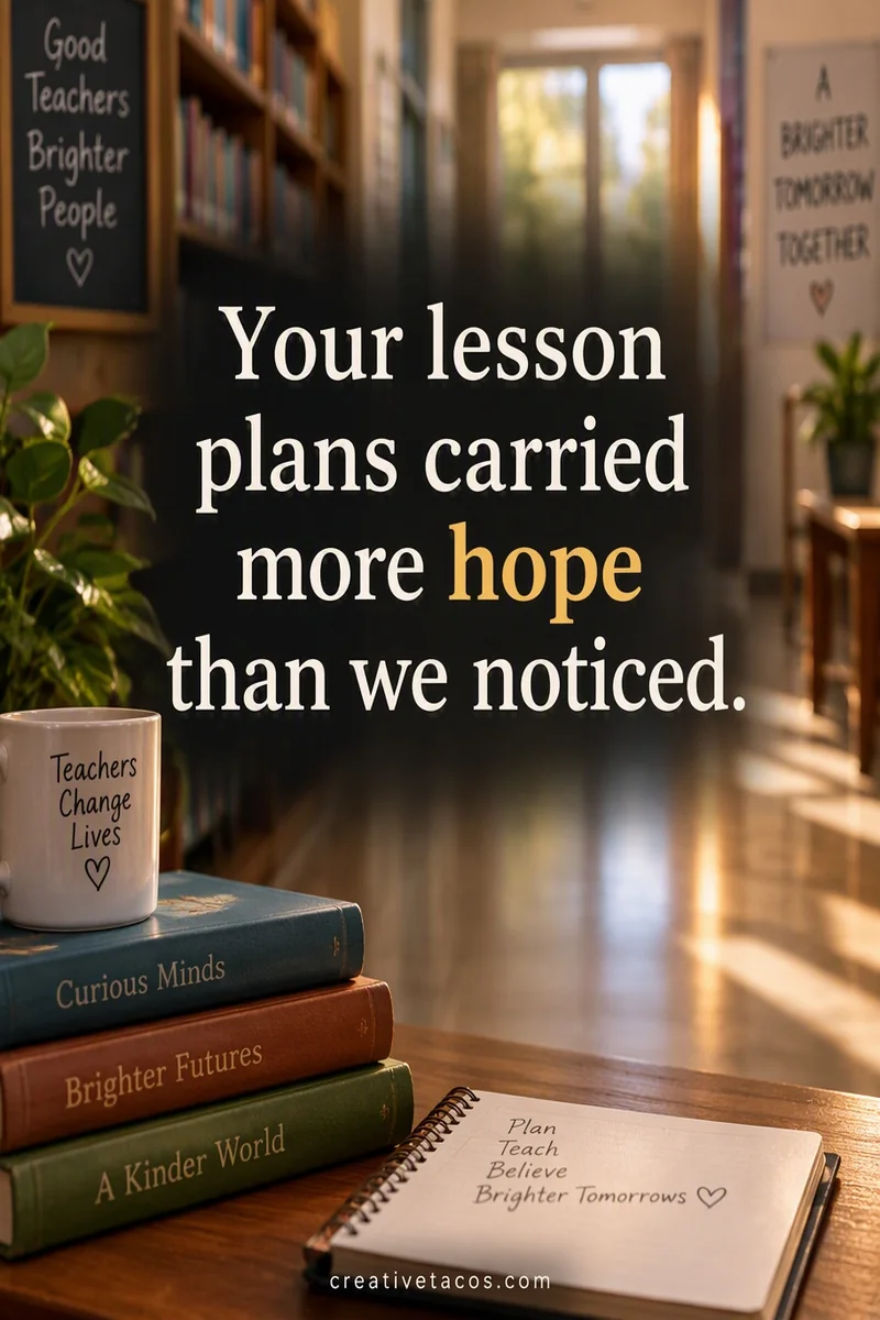 Quote card: Your lesson plans carried more hope than we noticed.