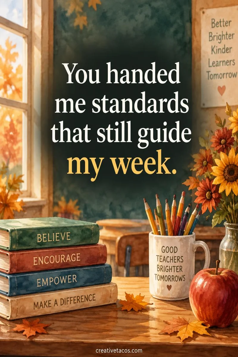Quote card: You handed me standards that still guide my week.