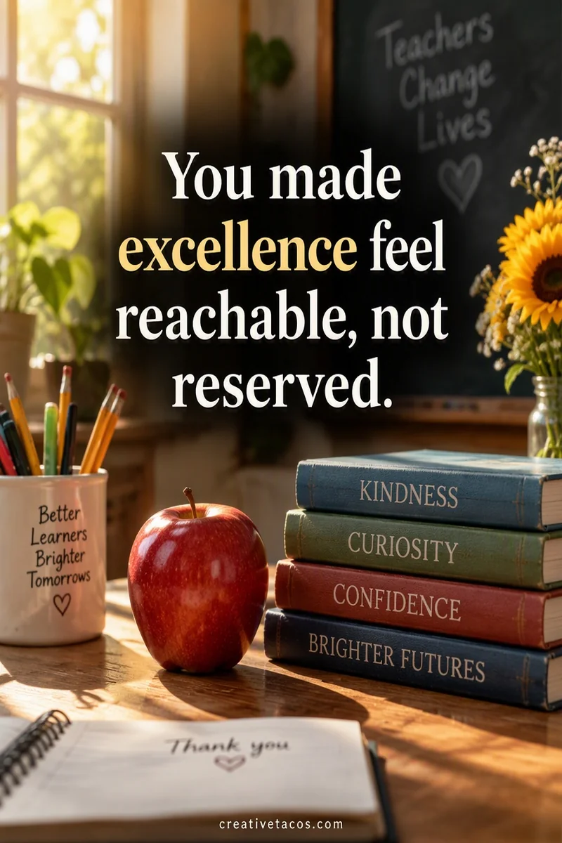 Quote card: You made excellence feel reachable, not reserved.