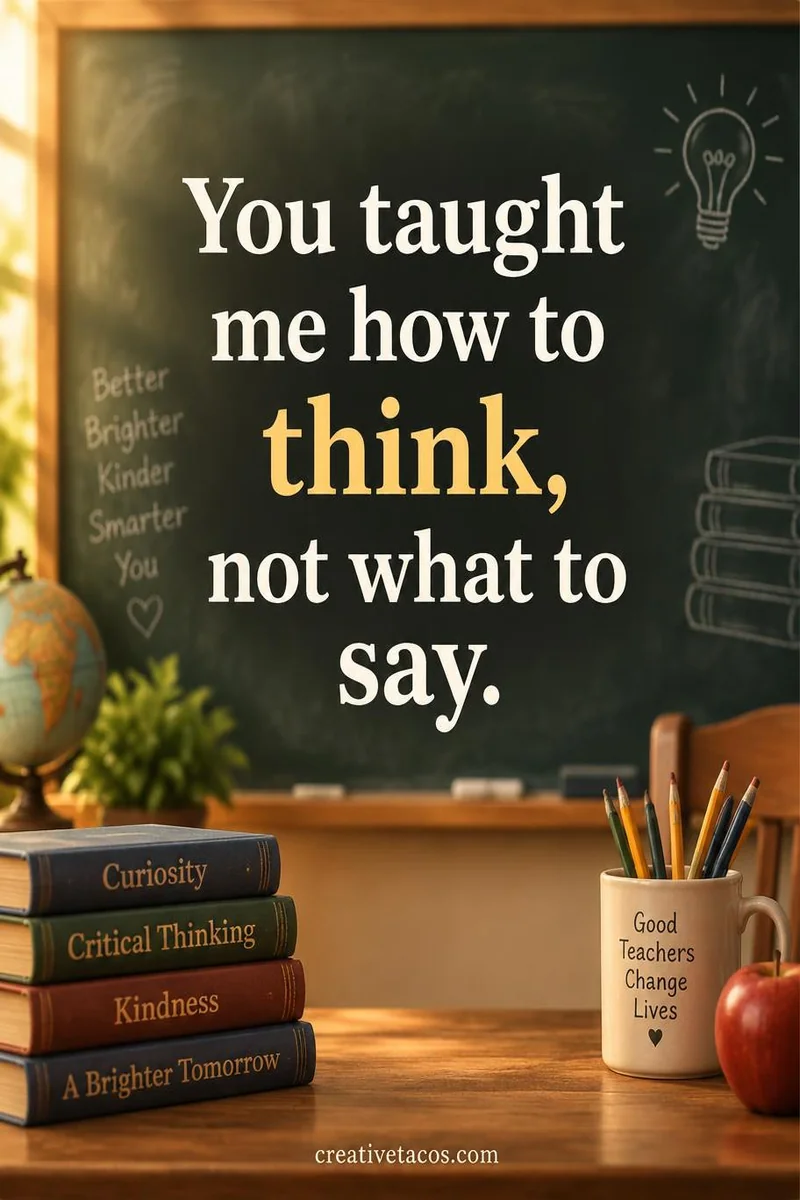 Quote card: You taught me how to think, not what to say.