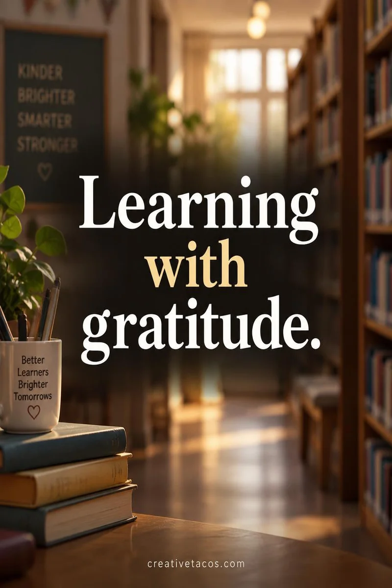 Quote card: Learning with gratitude.