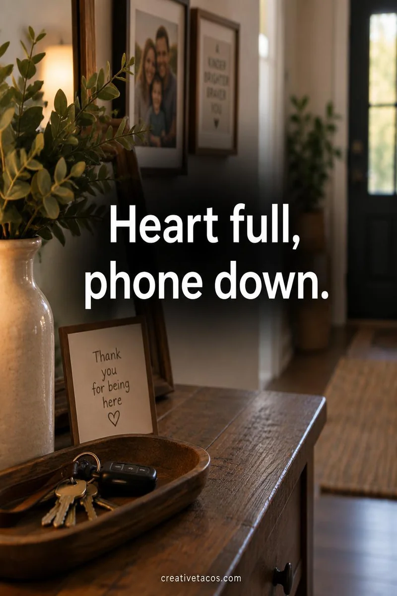 Quote card: Heart full, phone down.