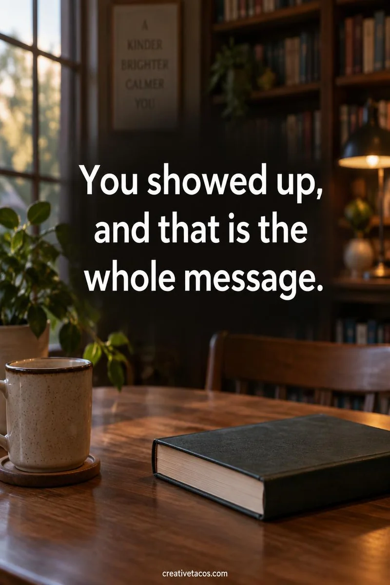 Quote card: You showed up, and that is the whole message.