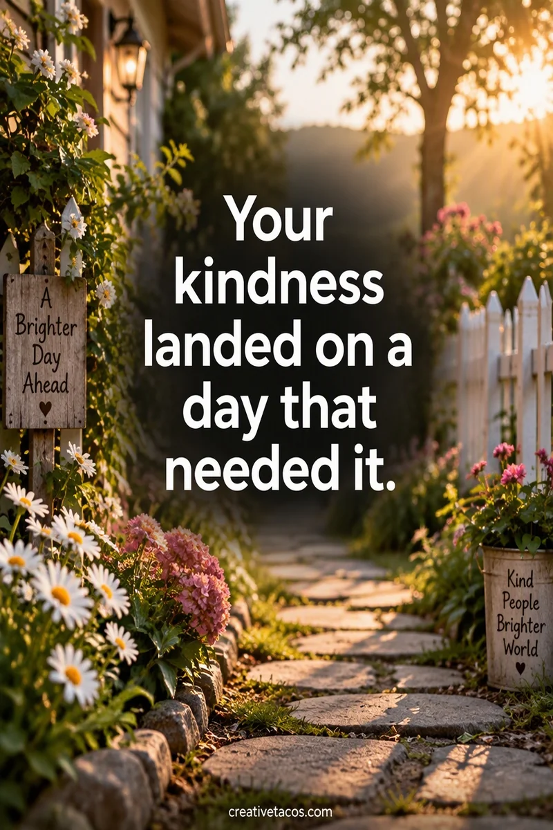 Quote card: Your kindness landed on a day that needed it.