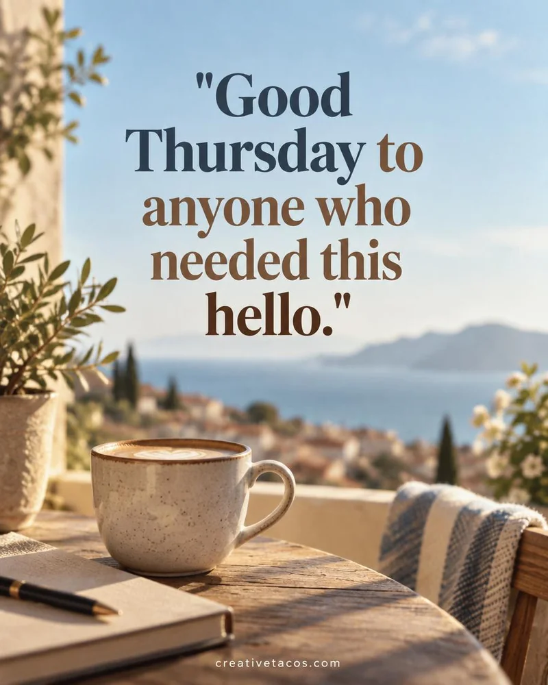 Quote card: Good Thursday to anyone who needed this hello.