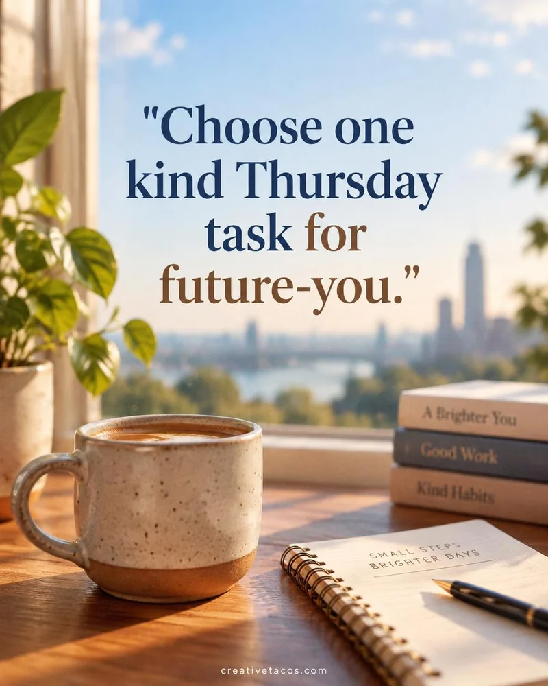 Quote card: Choose one kind Thursday task for future-you.