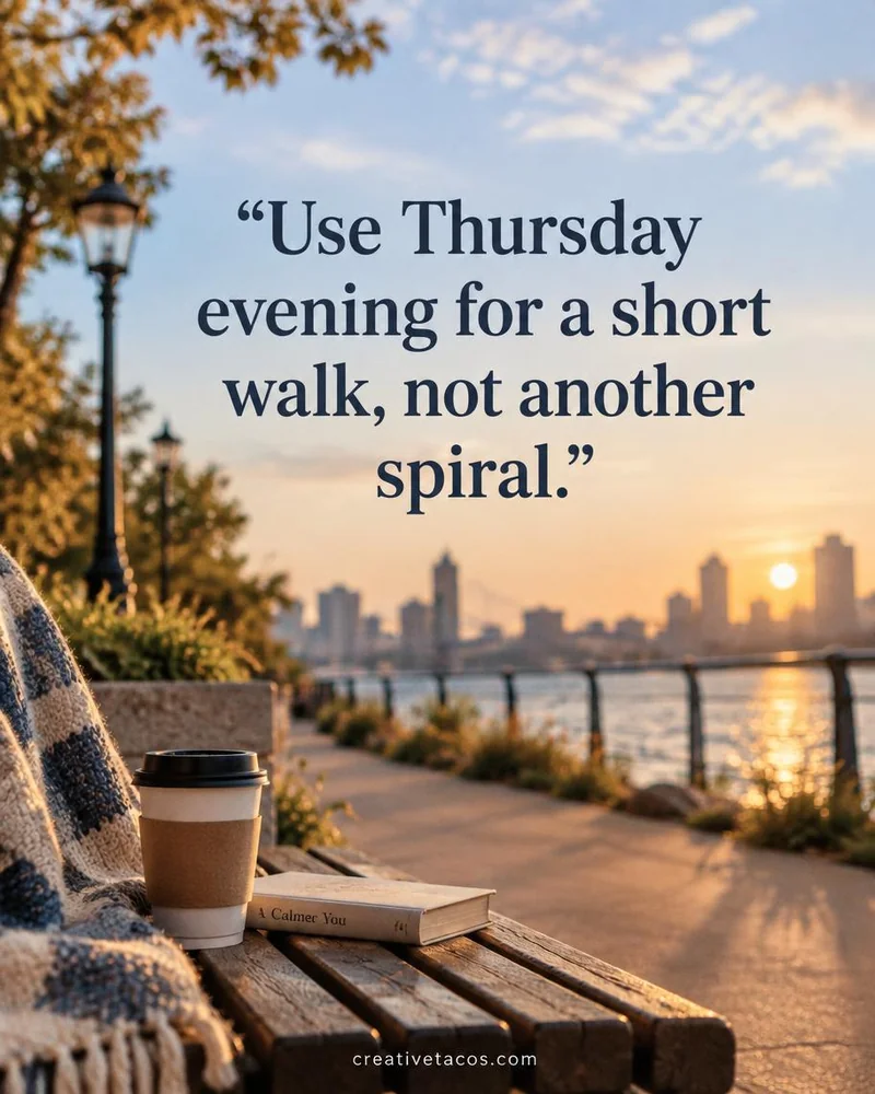 Quote card: Use Thursday evening for a short walk, not another spiral.