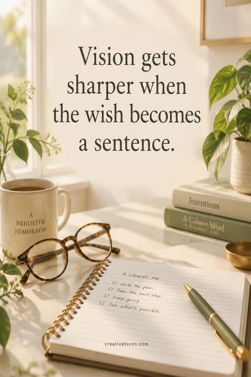 Quote card: Vision gets sharper when the wish becomes a sentence.