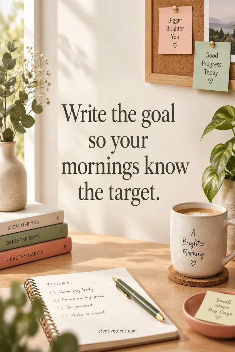 Quote card: Write the goal so your mornings know the target.