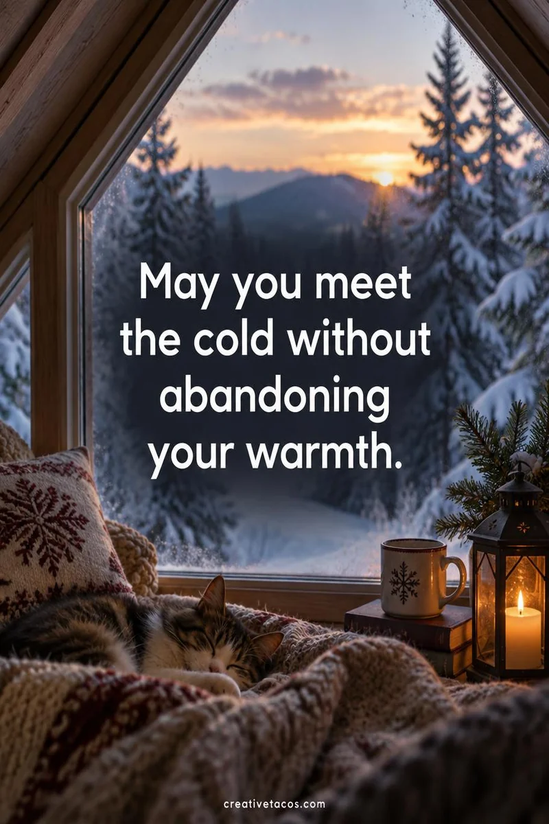 Quote card: May you meet the cold without abandoning your warmth.
