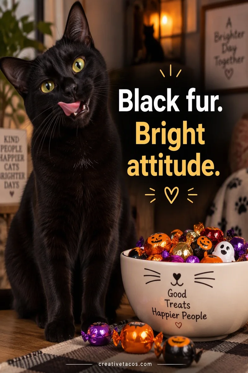 Quote card: Black fur. Bright attitude.