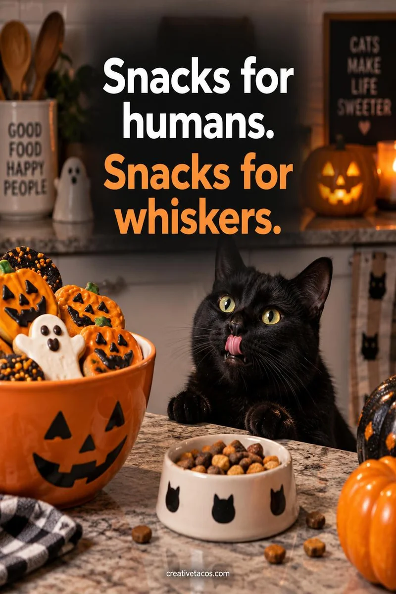Quote card: Snacks for humans. Snacks for whiskers.