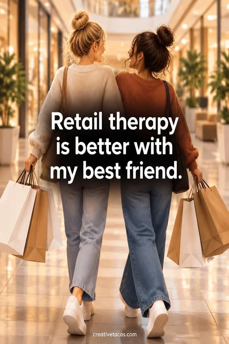Quote card: Retail therapy is better with my best friend.