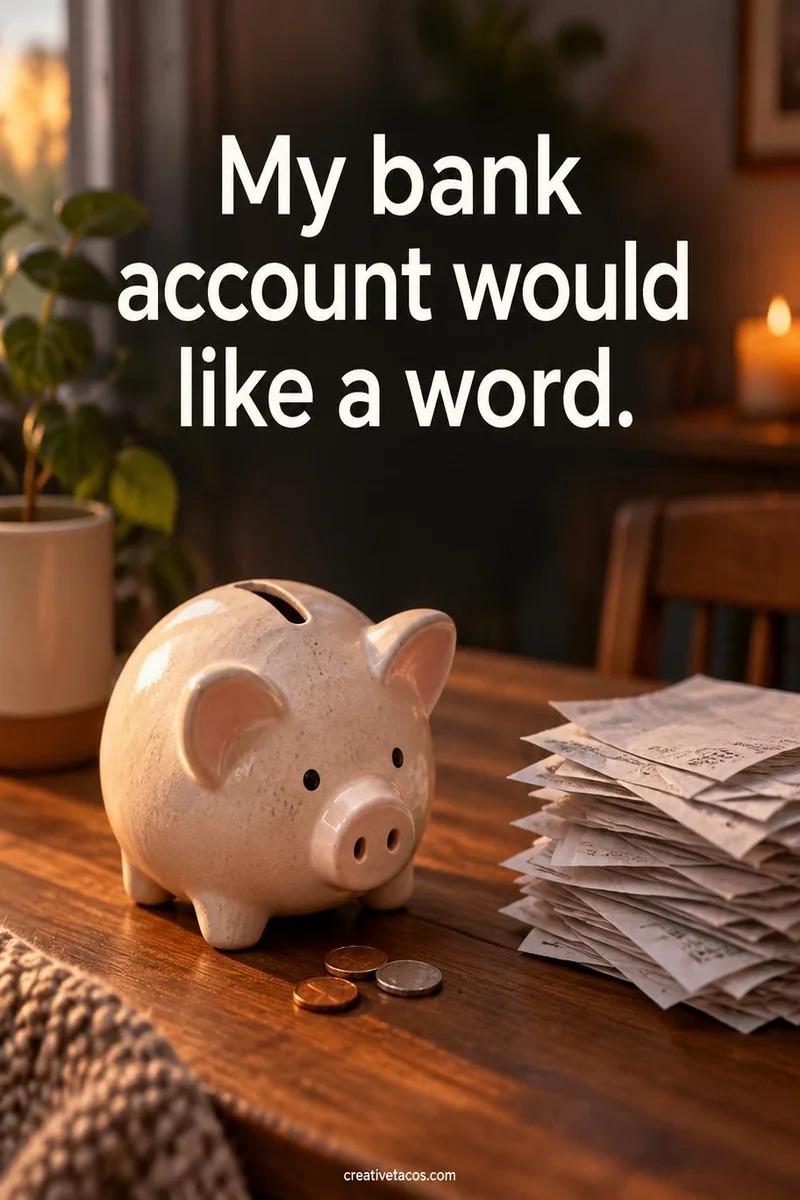 Quote card: My bank account would like a word.