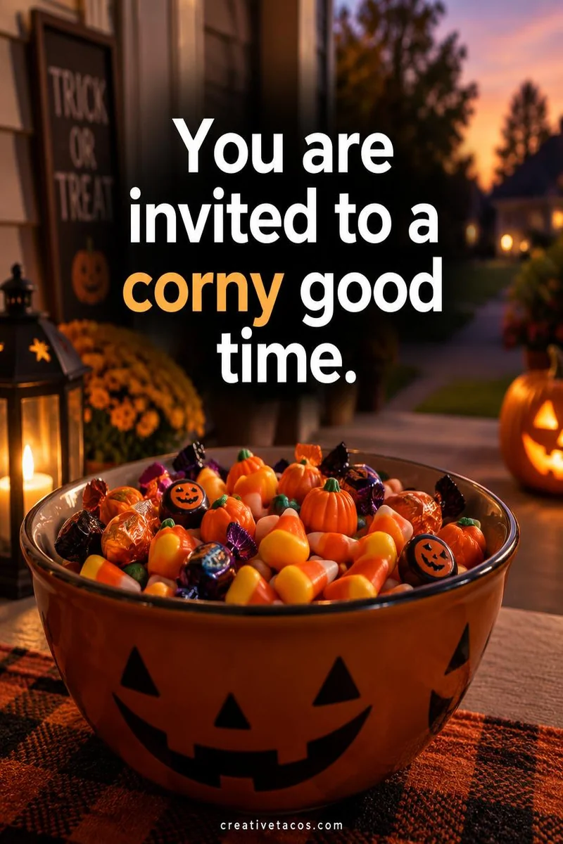 Quote card: You are invited to a corny good time.