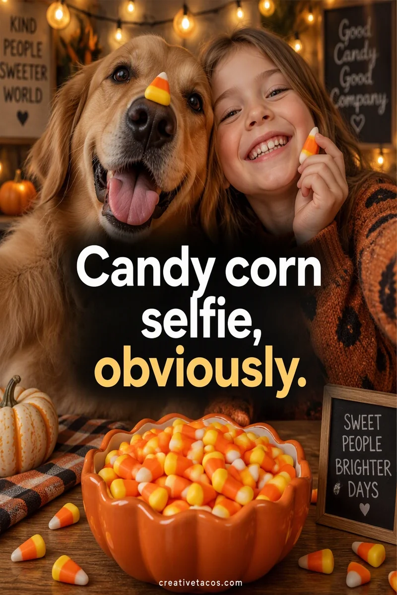 Quote card: Candy corn selfie, obviously.
