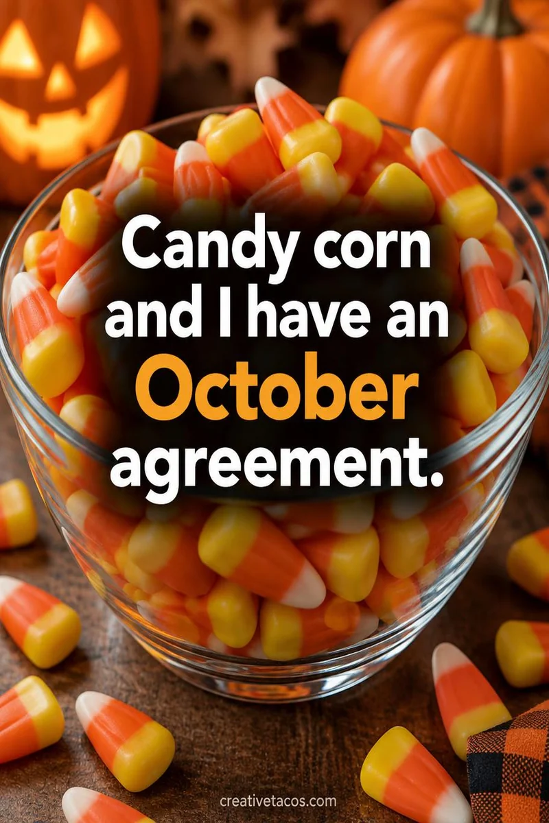 Quote card: Candy corn and I have an October agreement.
