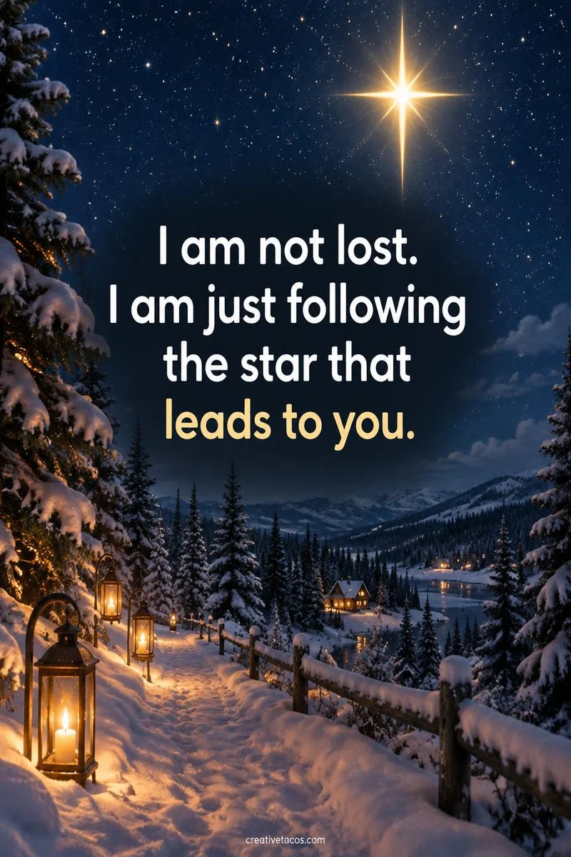 Quote card: I am not lost. I am just following the star that leads to you.