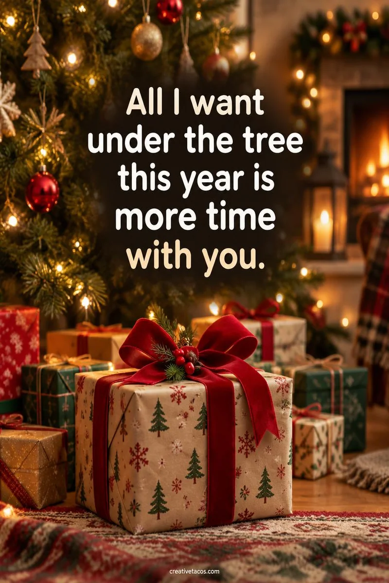 Quote card: All I want under the tree this year is more time with you.