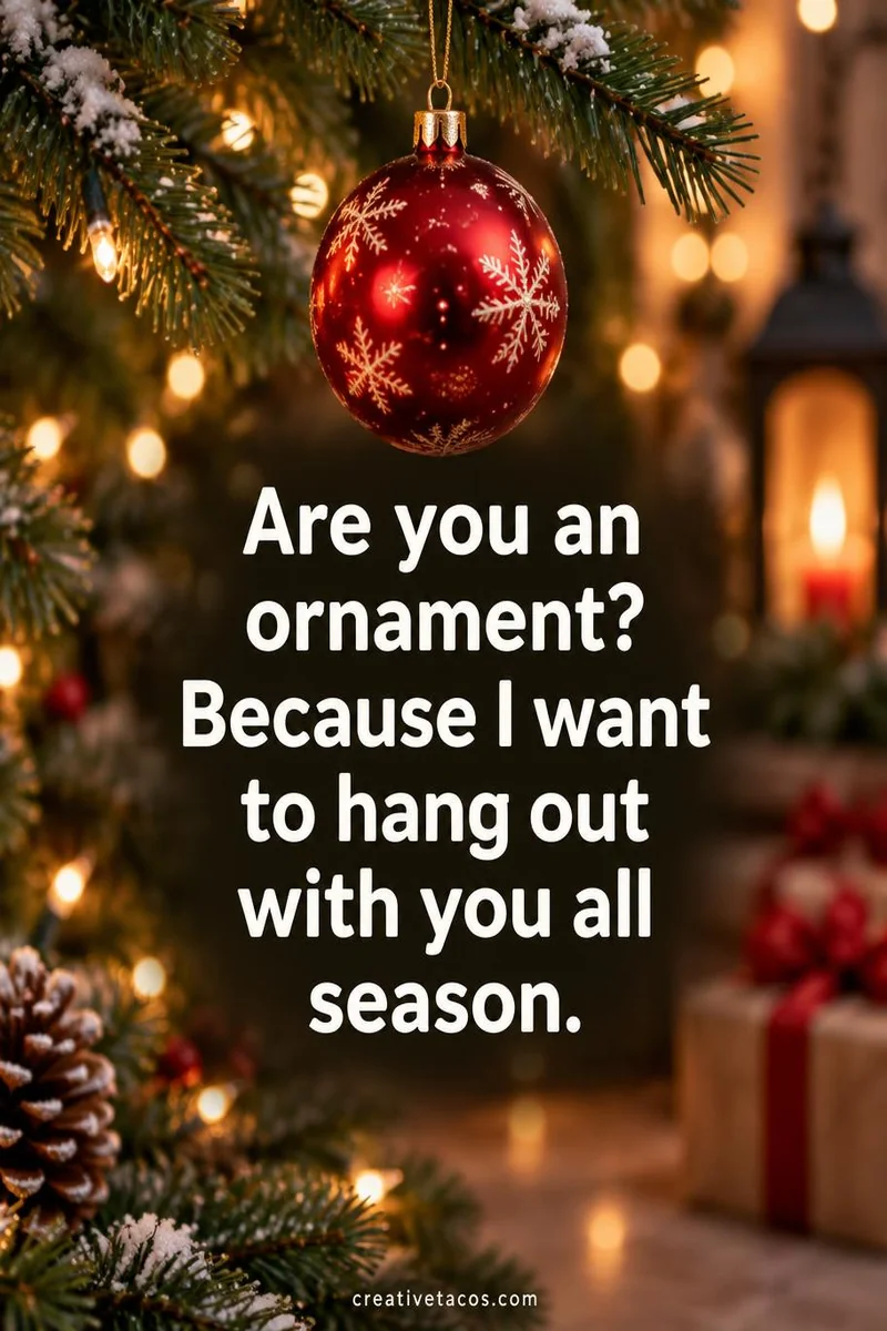 Quote card: Are you an ornament? Because I want to hang out with you all season.