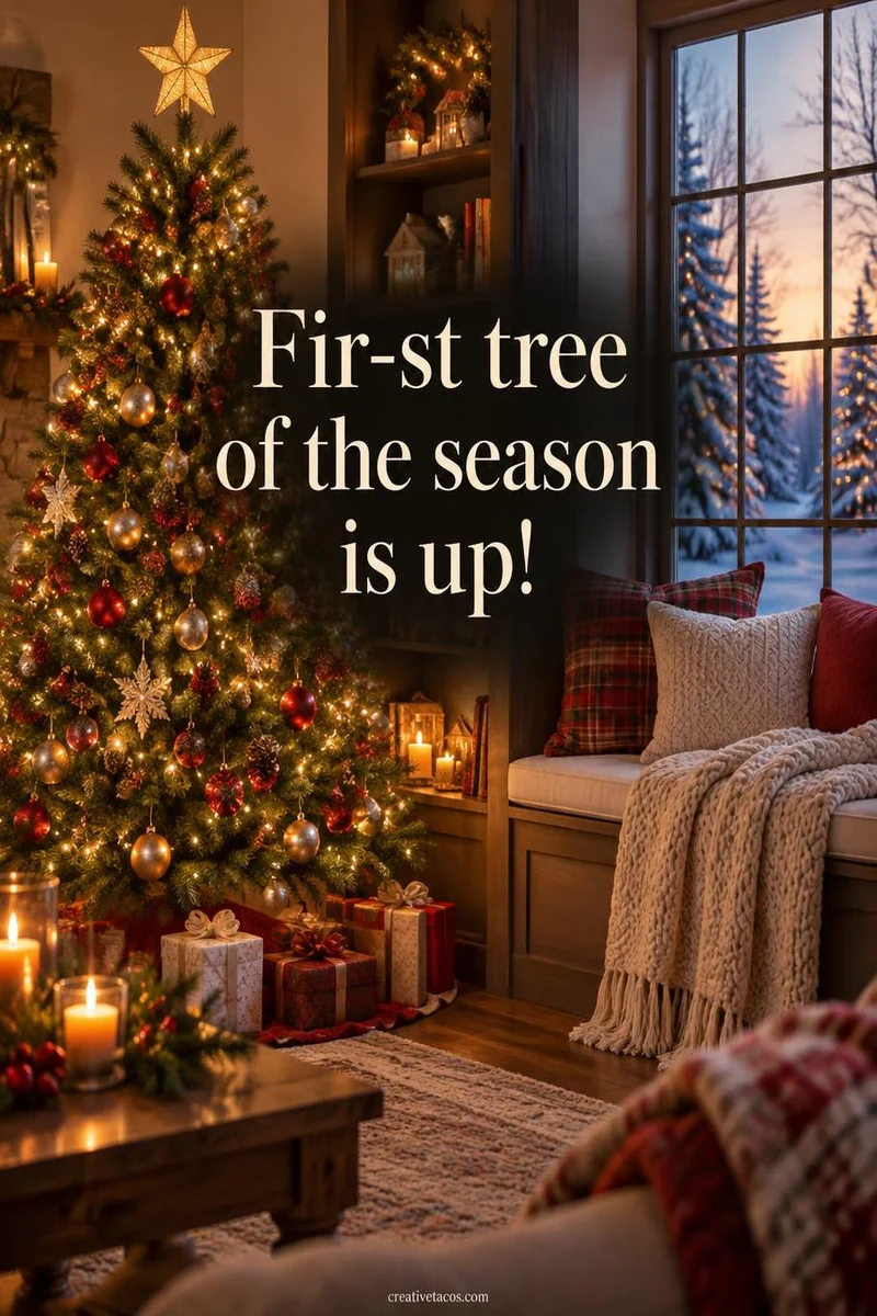 Quote card: Fir-st tree of the season is up!