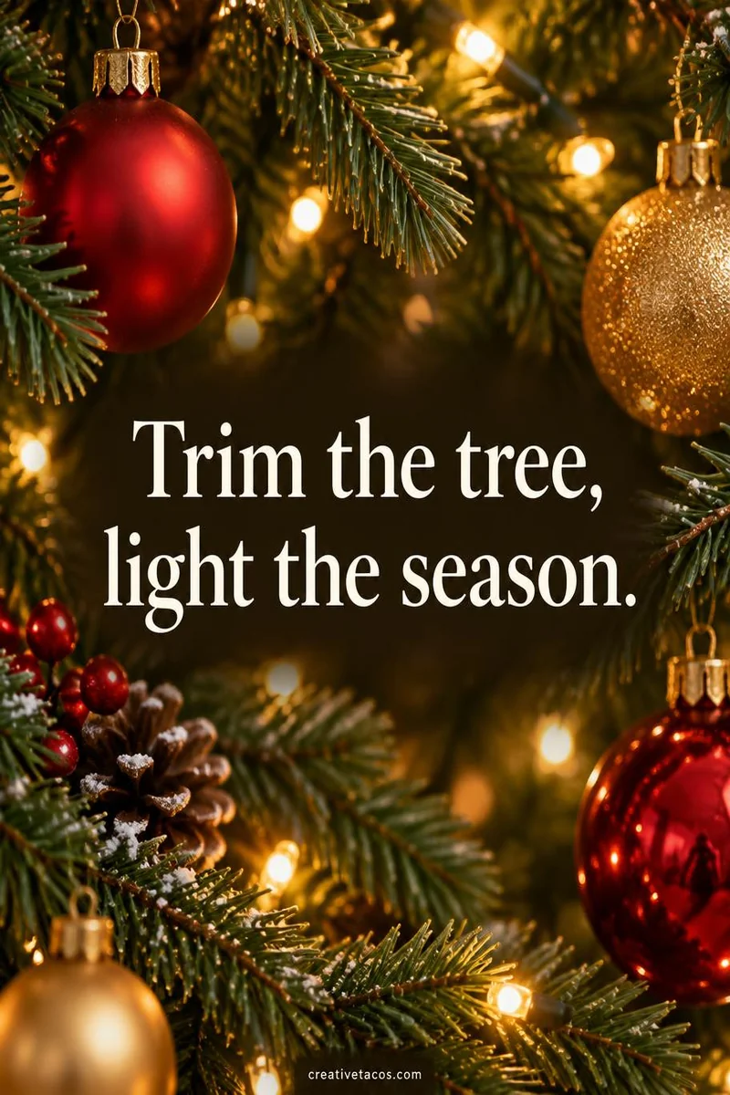 Quote card: Trim the tree, light the season.