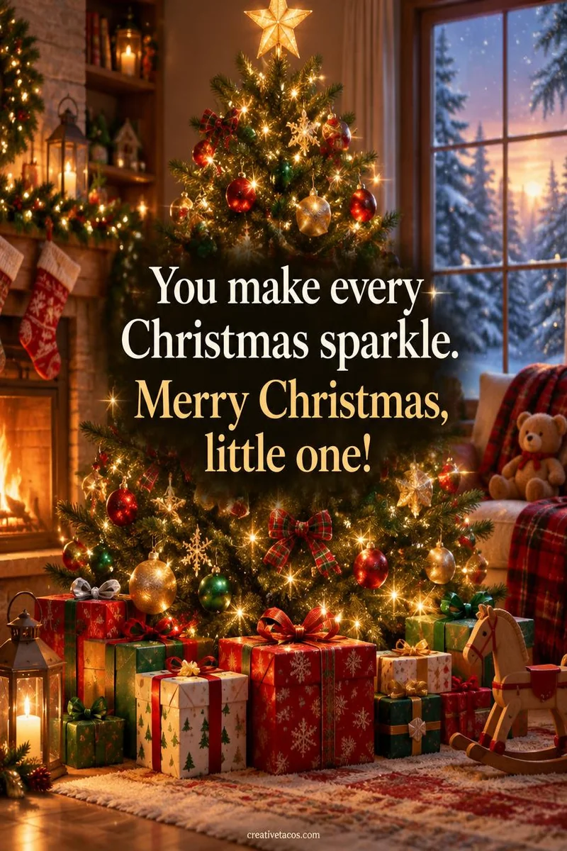Quote card: You make every Christmas sparkle. Merry Christmas, little one!