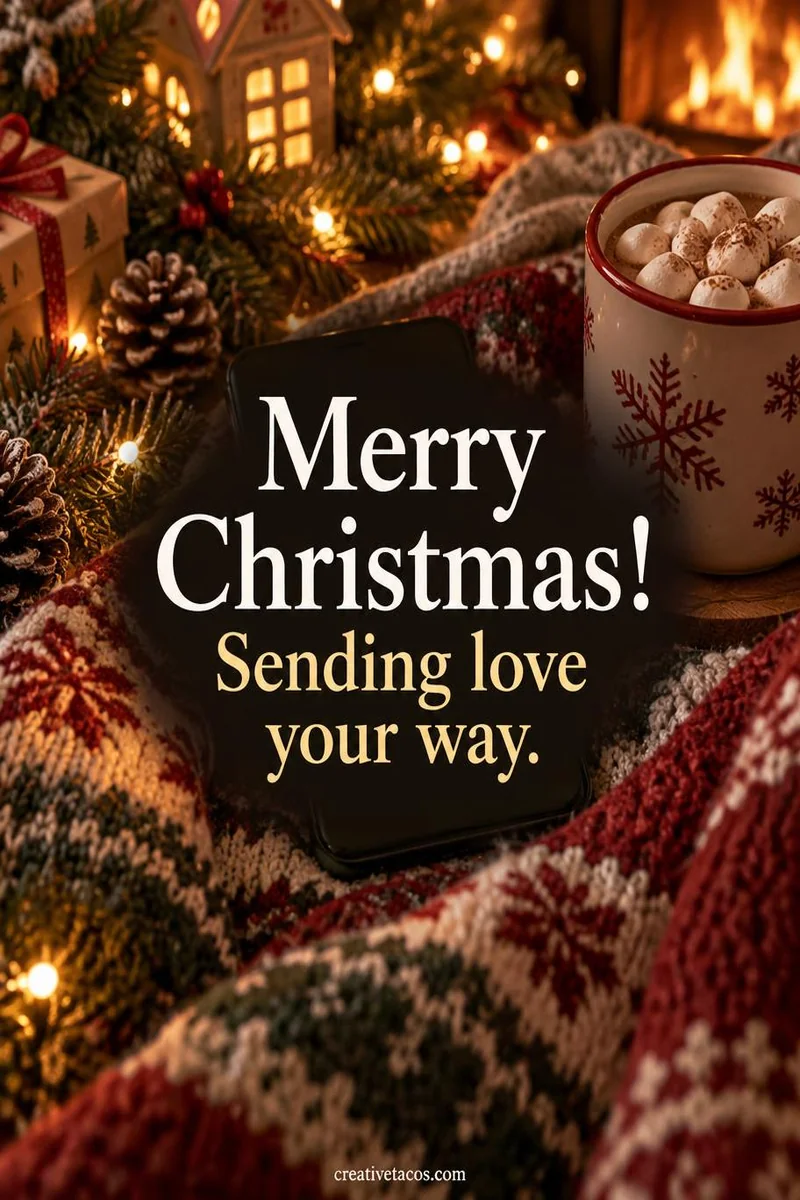 Quote card: Merry Christmas! Sending love your way.
