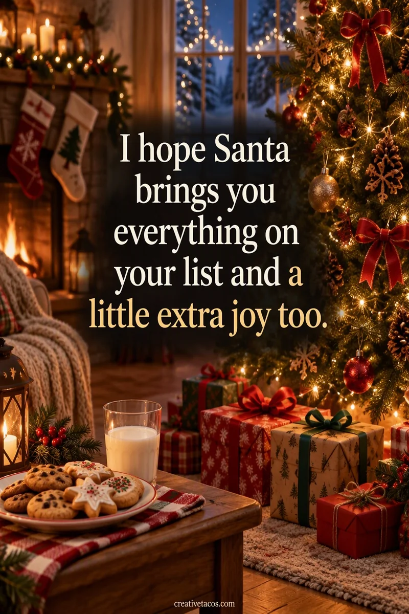 Quote card: I hope Santa brings you everything on your list and a little extra joy too.